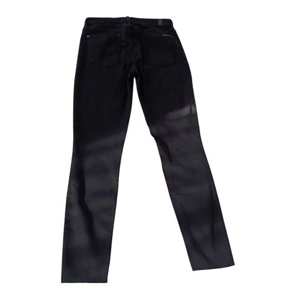 7 For All Mankind Blair NWOT Black Skinny Jeans Raw Hem Stretch Denim 28x28 $198 - Picture 3 of 9